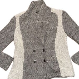 Saturday Sunday Anthropologie Knit Jacket Gray Colorblock Cozy Minimalist